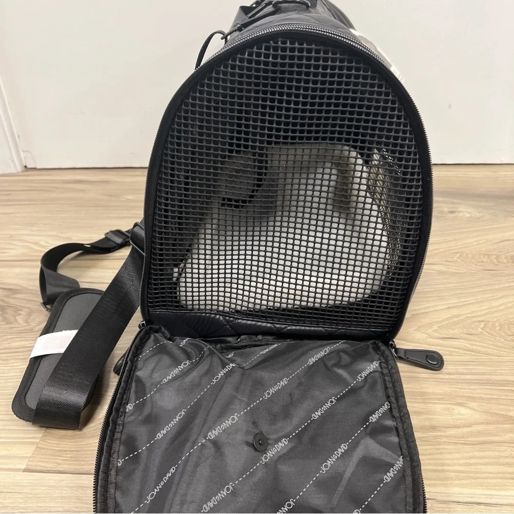 Joan & David 20” Diamond Quilted Travel Pet Carrier Backpack Black JDB2358 $290